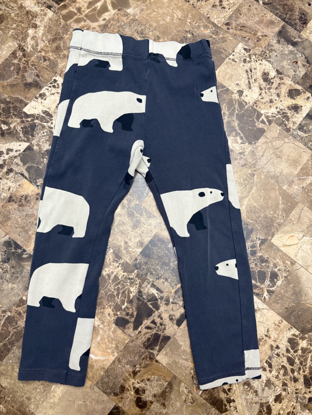 Zara Navy Leggings with White Polar Bear Print 3-4 years